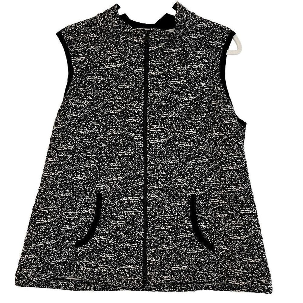 NWT A La Carte Black White Quilted Zip Up Vest Medium